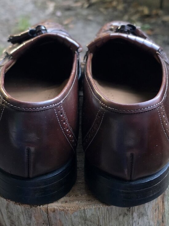 Vtg Johnston & Murphy Optima Burgundy Leather Kiltie Tassel Wingtip Loafers 9.5D main image 9